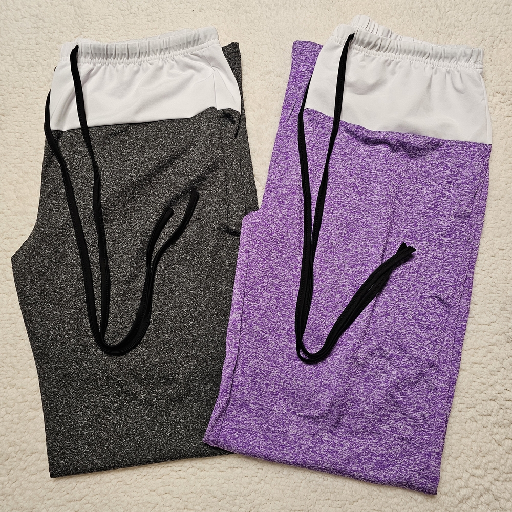 Bundle Of 2 Pr Jogger Pants 1 Pr Gray/White  and 1 PR Purple/ White